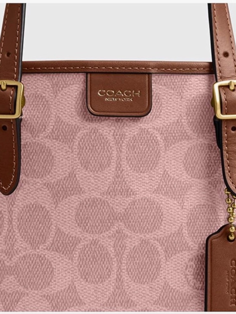 NWT Coach Taxi Pink Signature Canvas Tote with Brown Leather Accents - Picture 8 of 9
